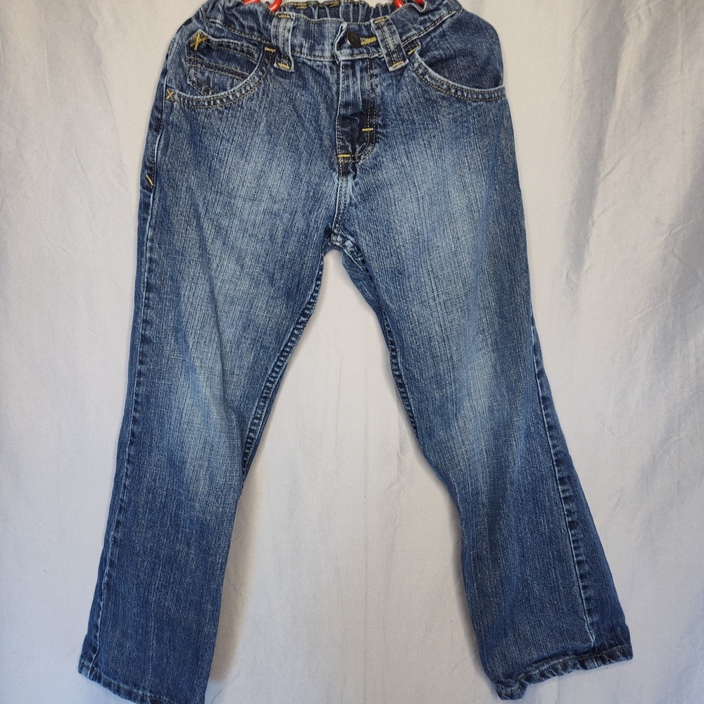 Wrangler boys 8 regular blue denim jeans adjustable waist stretch straight